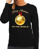 Foute kerstborrel trui kersttrui merry christmas to the world op zwart dames kopen