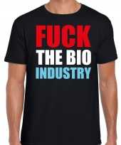 Fuck the bio industry protest betoging shirt zwart voor heren kopen