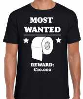 Fun t-shirt most wanted toiletpaper 10 000 euro zwart voor heren kopen