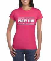 Fuschsia roze t-shirt dames met tekst party chick kopen 10107976