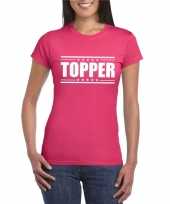 Fuschsia roze t-shirt dames met tekst party chick kopen 10107977