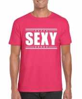 Fuschsia roze t-shirt heren met tekst sexy kopen