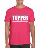 Fuschsia roze t-shirt heren met tekst topper kopen