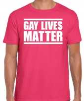 Gay lives matter protest betoging shirt anti homo discriminatie fuchsia roze voor heren kopen