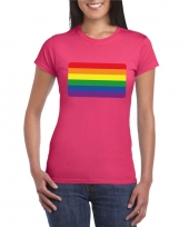 Gay pride lgbtshirt regenboog vlag roze dames kopen