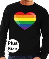 Gay pride plus size regenboog hart sweater zwart heren kopen