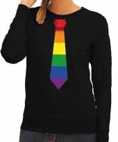 Gay pride regenboog stropdas sweater zwart dames kopen