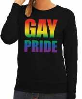 Gay pride regenboog tekst sweater zwart dames kopen