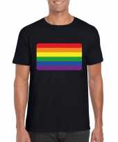 Gay pride t-shirt regenboog vlag zwart heren kopen