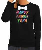 Gekleurde happy new year met strikje sweater trui zwart voor dames kopen