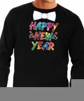 Gekleurde happy new year met strikje sweater trui zwart voor heren kopen