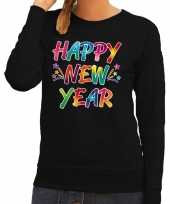 Gekleurde happy new year sweater trui zwart voor dames kopen