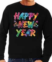Gekleurde happy new year sweater trui zwart voor heren kopen