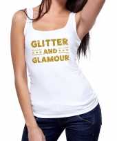 Glitter and glamour fun tanktop mouwloos shirt wit voor dames kopen