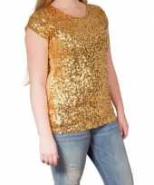 Glitter pailletten stretch shirt goud dames l xl kopen
