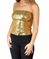 Glitter pailletten stretch strapless hemdje topje goud dames kopen