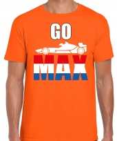 Go max autocoureur autosport supporter met raceauto t-shirt oranje voor heren kopen