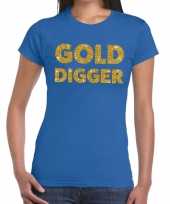 Gold digger fun t-shirt blauw voor dames kopen