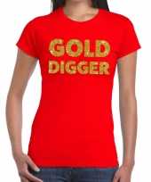 Gold digger fun t-shirt rood voor dames kopen