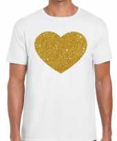 Gouden hart fun t-shirt wit voor heren kopen