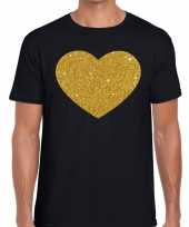 Gouden hart fun t-shirt zwart voor heren kopen