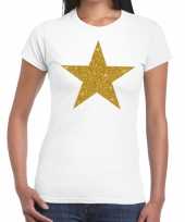 Gouden ster fun t-shirt wit voor dames kopen
