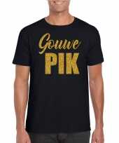 Gouwe pik t-shirt kleding glitter goud zwart voor heren kopen