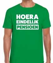 Groen hoera eindelijk pensioen fun t-shirt heren kopen