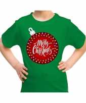 Groen t-shirt kerstkleding kerstbal merry christmas voor kinderen kopen