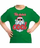 Groen t-shirt kerstkleding this dude is cool met stoere santa voor kinderen kopen
