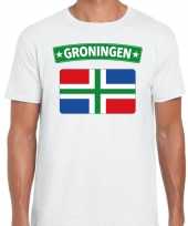Groningen vlag t-shirt wit voor heren kopen