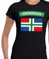 Groningen vlag t-shirt zwart voor dames kopen