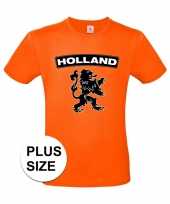 Grote maten holland shirt met zwarte leeuw shirt oranje heren kopen