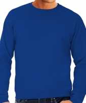 Grote maten sweater sweatshirt trui blauw met ronde hals voor mannen kopen