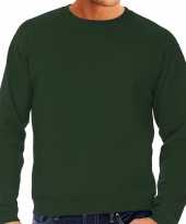 Grote maten sweater sweatshirt trui groen met ronde hals voor mannen kopen