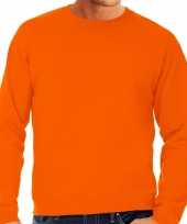 Grote maten sweater sweatshirt trui oranje met ronde hals voor mannen koningsdag oranje supporter kopen