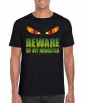 Halloween shirt zwart heren beware of my monster kopen