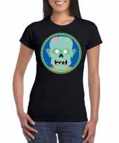Halloween zombie shirt zwart dames kopen