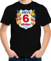 Happy birthday to me 6 jaar t-shirt shirtje 6e verjaardag met emoticons zwart voor kleuter kinderen kopen