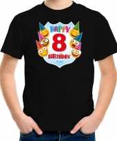 Happy birthday to me 8 jaar t-shirt shirtje 8e verjaardag met emoticons zwart voor kleuter kinderen kopen