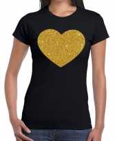 Hart van goud fun t-shirt zwart voor dames kopen