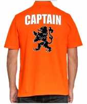 Holland fan polo t-shirt captain oranje met leeuw voor heren kopen