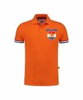 Holland fan polo t-shirt oranje luxe kwaliteit met vlagcirkel en leeuw 200 grams katoen heren kopen