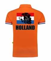 Holland fan polo t-shirt oranje luxe kwaliteit nederlandse vlag met leeuw 200 grams heren kopen
