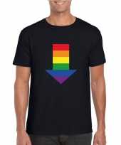 Homo shirt bottom met regenboog pijl zwart heren kopen