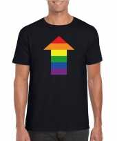 Homo shirt top met regenboog pijl zwart heren kopen