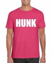 Hunk fun t-shirt roze voor heren kopen