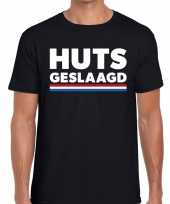 Huts geslaagd met vlagfun tekst t-shirt zwart voor heren kopen