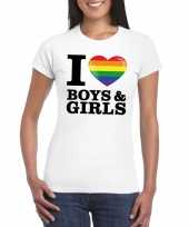 I love boys girls bi regenboog t-shirt wit dames kopen