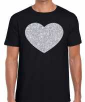 I love fun t-shirt zwart met zilveren bedrukking voor heren kopen